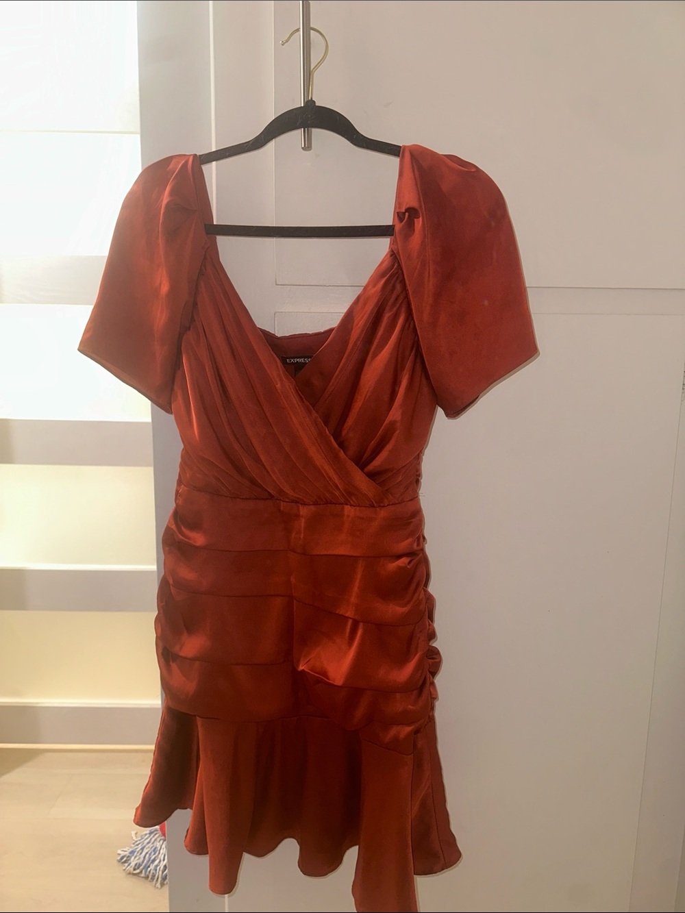 Express Rust Orange Satin Mini Dress